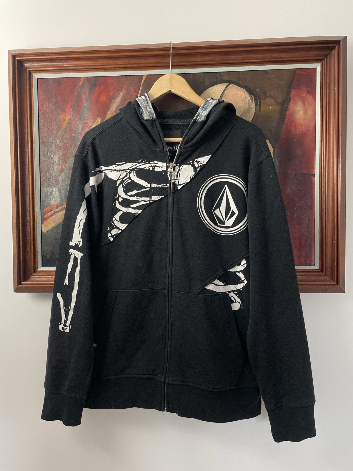 Streetwear Vintage Volcom Volcom sekeleton full zip hoodie rare streetwear skate hype Grailed