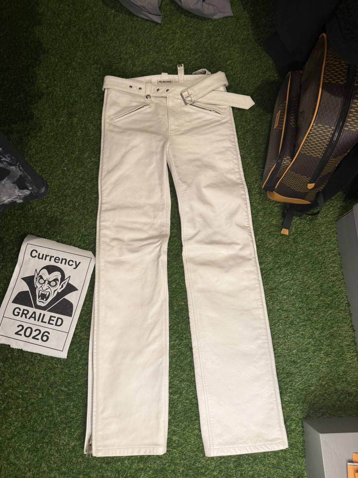 Balenciaga Balenciaga SS20 Look33 RUNWAY White Calf Leather Fetish Pant Size US 28 / EU 44 - 1 Thumbnail