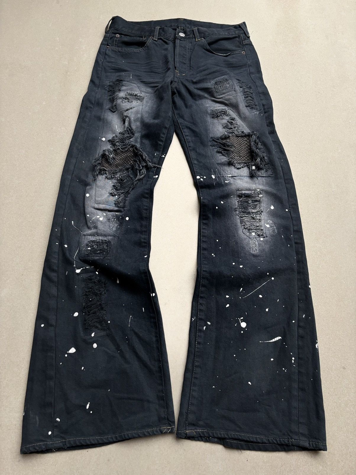 Japanese Brand TAKEO KIKUCHI distressed flare jeans Size US 28 / EU 44 - 1 Thumbnail