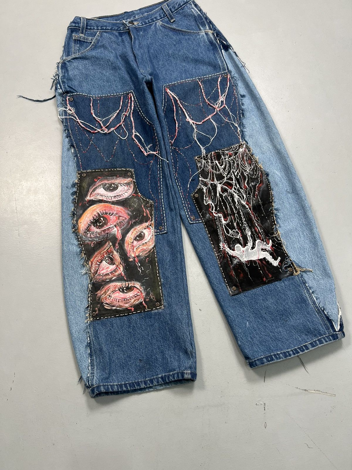 Vintage 10f1 hand made printed double knee baggy fit denim Size US 28 / EU 44 - 2 Thumbnail