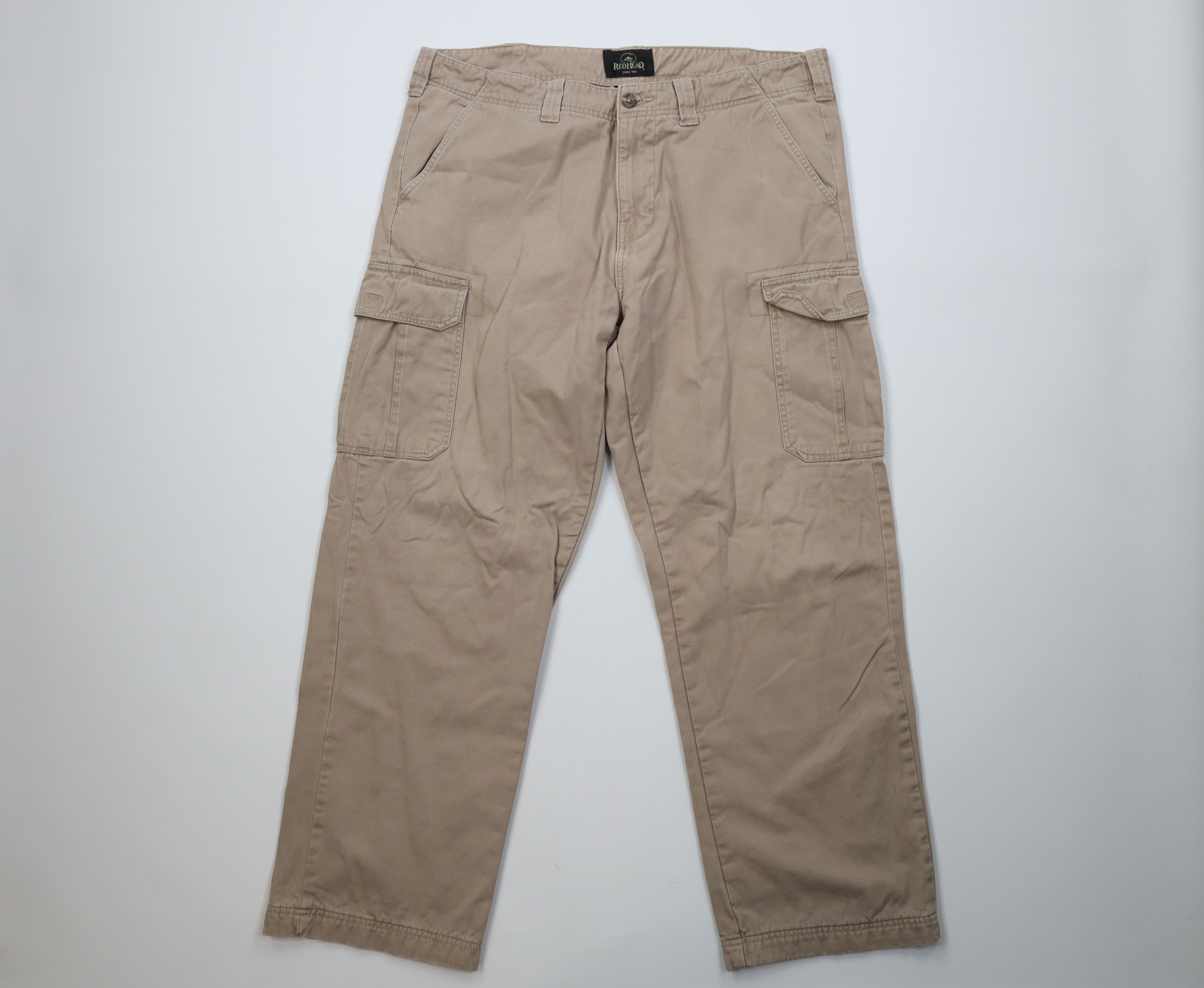 Vintage Vintage Streetwear Flannel Lined Wide Leg Cargo Pants Beige Size US 38 / EU 54 - 2 Thumbnail