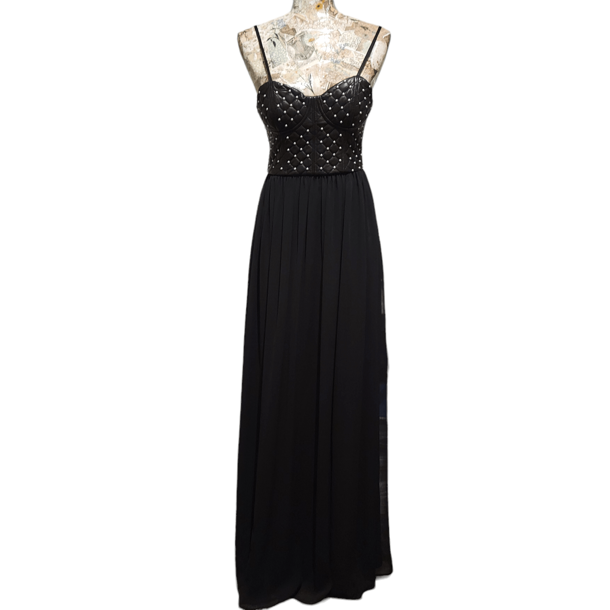 Alice + Olivia Alice & Olivia Leather Black Corset Maxi Dress Prom Gown Size XS / US 0-2 / IT 36-38 - 18 Thumbnail