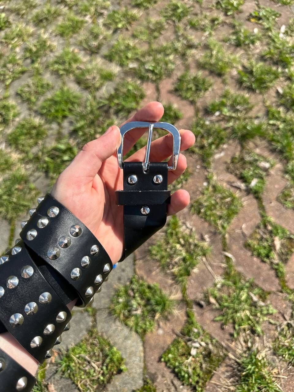 Japanese Brand Vintage Avantgarde Spiked Y2K Leather Belt Size ONE SIZE - 3 Thumbnail