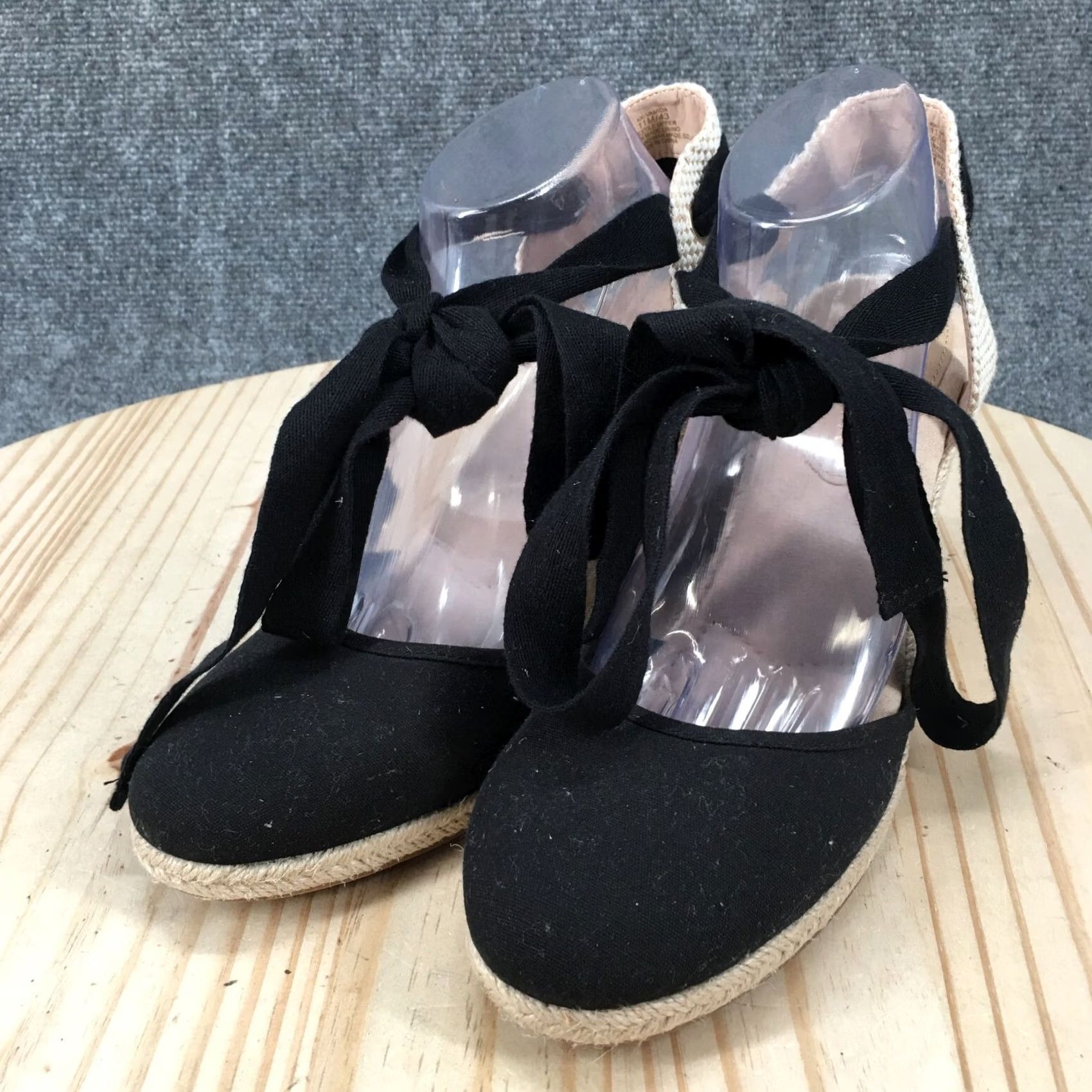 Vintage Kelly & Katie Womens 11 M Espadrille Wedge Heels Platform Sandals Black Size US 11 / IT 41 - 6 Thumbnail