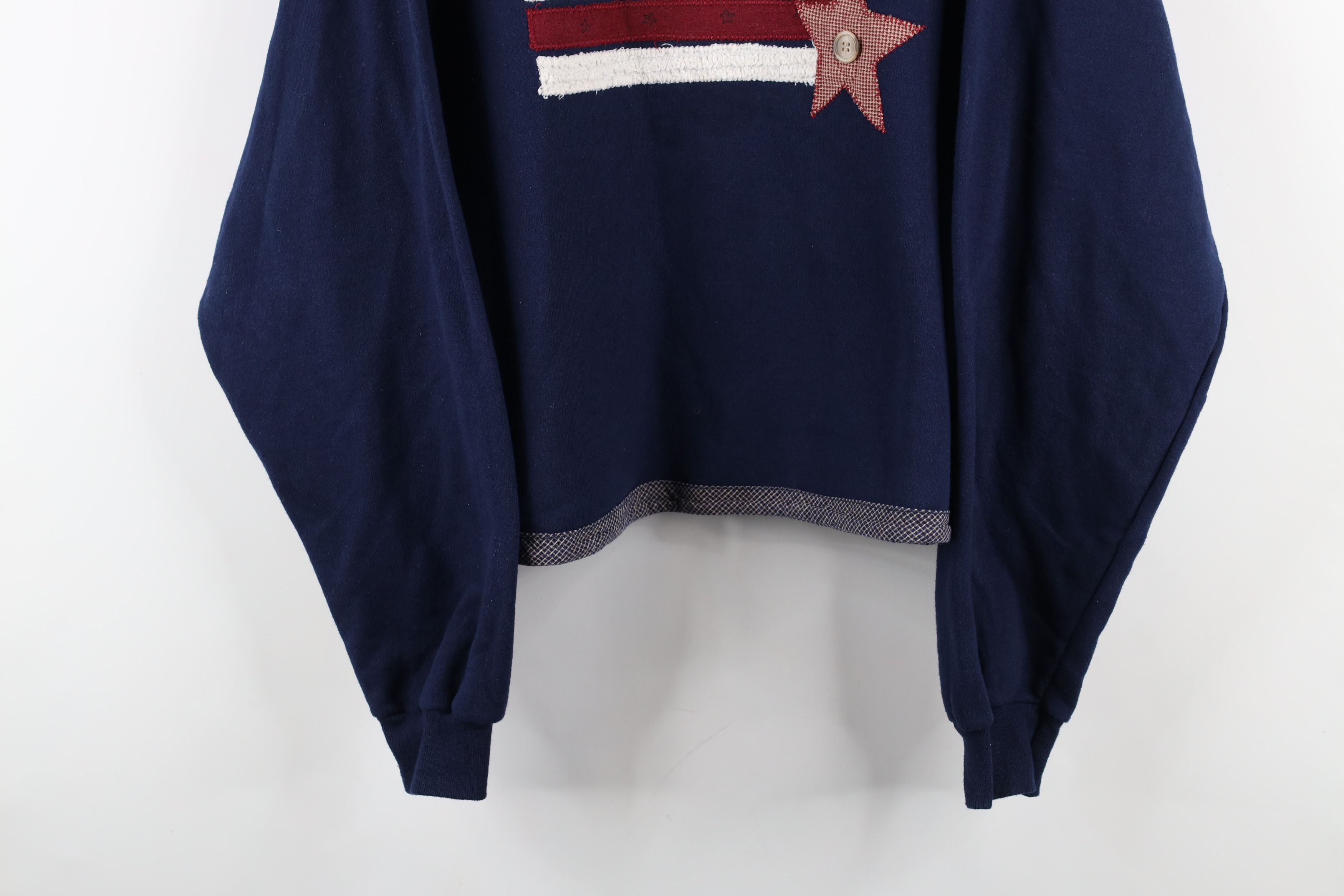 Vintage Vintage 90s Streetwear Cropped USA Flag Sweatshirt Blue Size M / US 6-8 / IT 42-44 - 3 Thumbnail