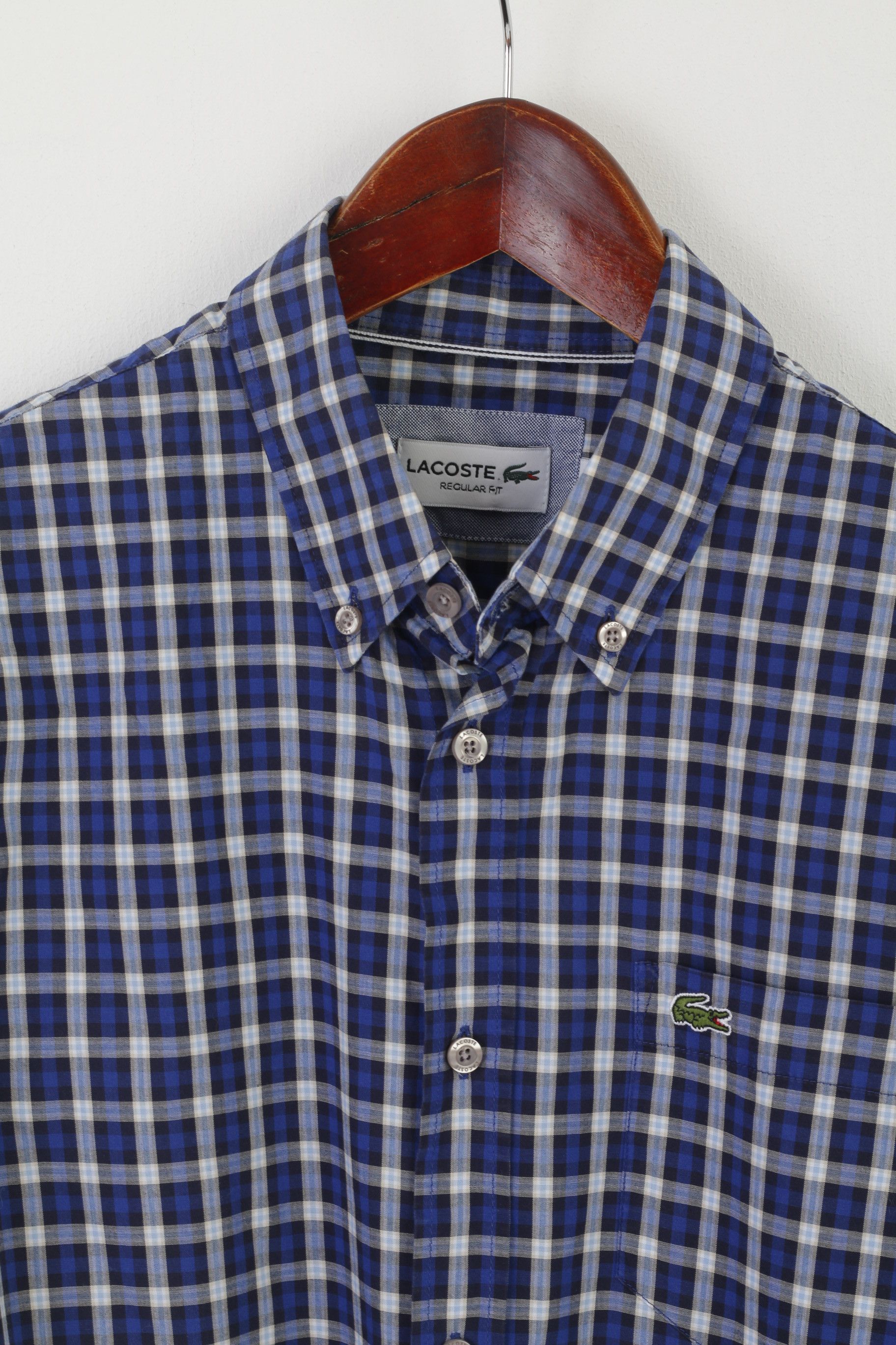 Lacoste Lacoste Men 39 S/M Casual Shirt Blue Check Cotton 9644 Size US S / EU 44-46 / 1 - 6 Thumbnail
