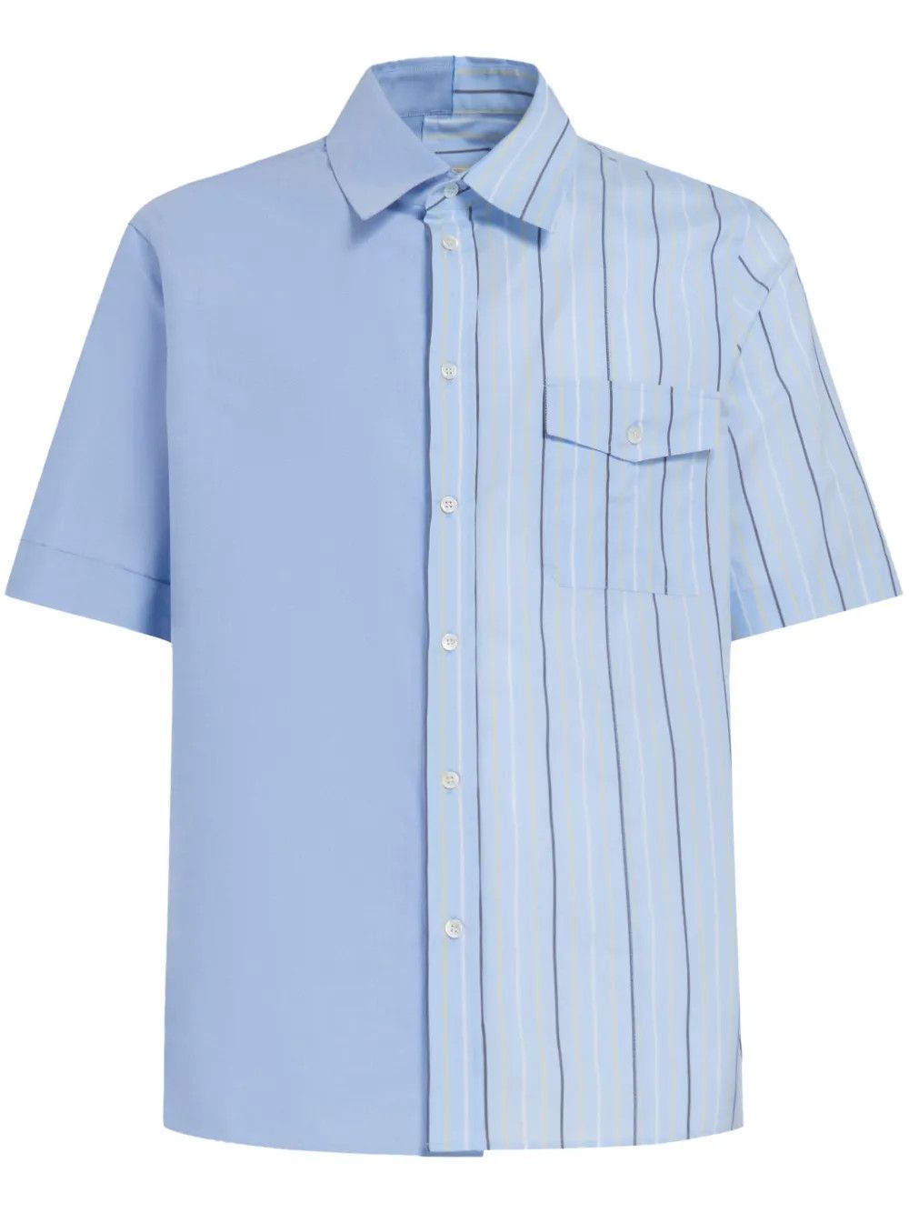 oc11z0525 Colour-Block Striped Cotton Shirt in Multicolor