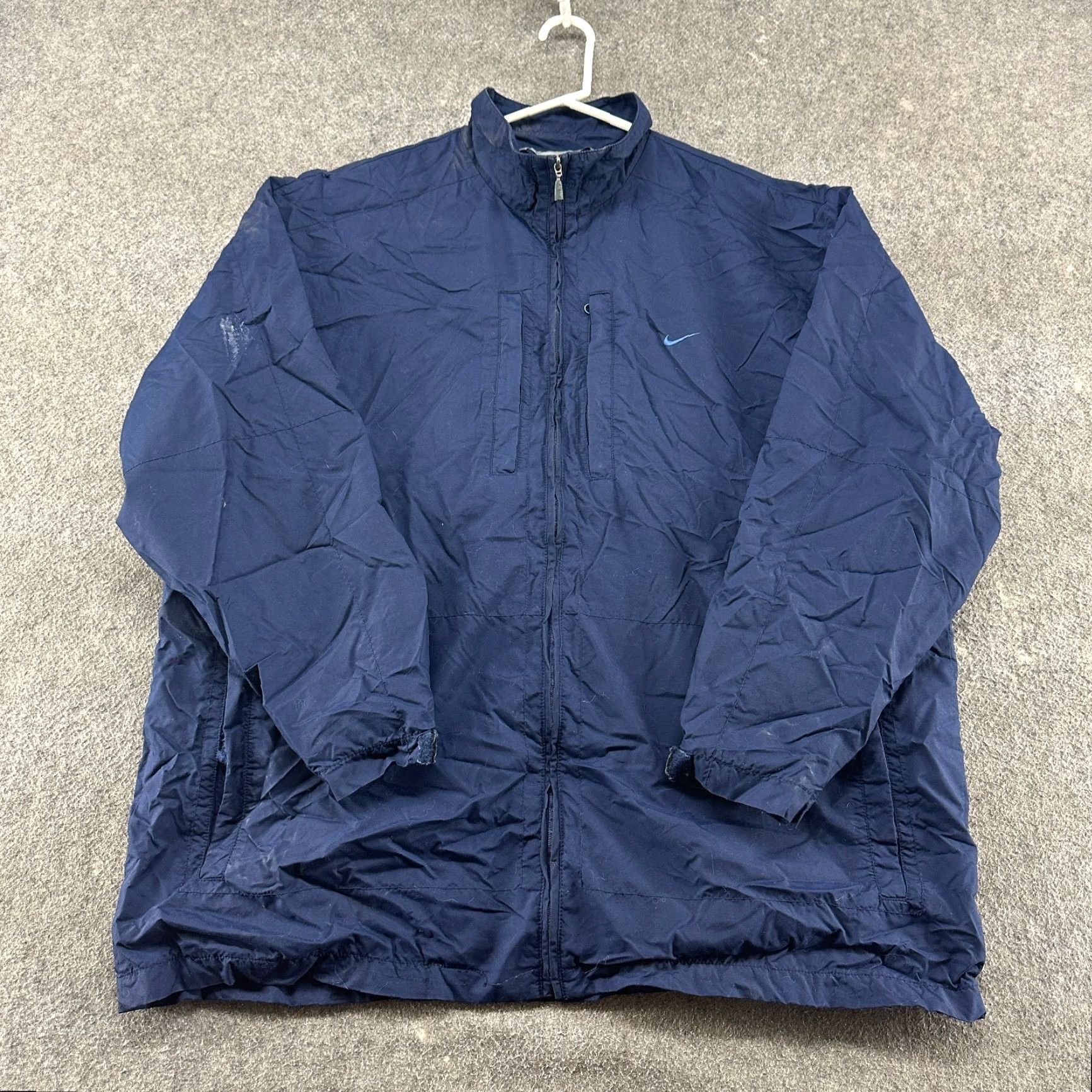 Nike VINTAGE Nike Windbreaker Jacket Men 2XL Blue Navy Full Zip Swoosh Logo Nylon Size US XXL / EU 58 / 5 - 2 Thumbnail