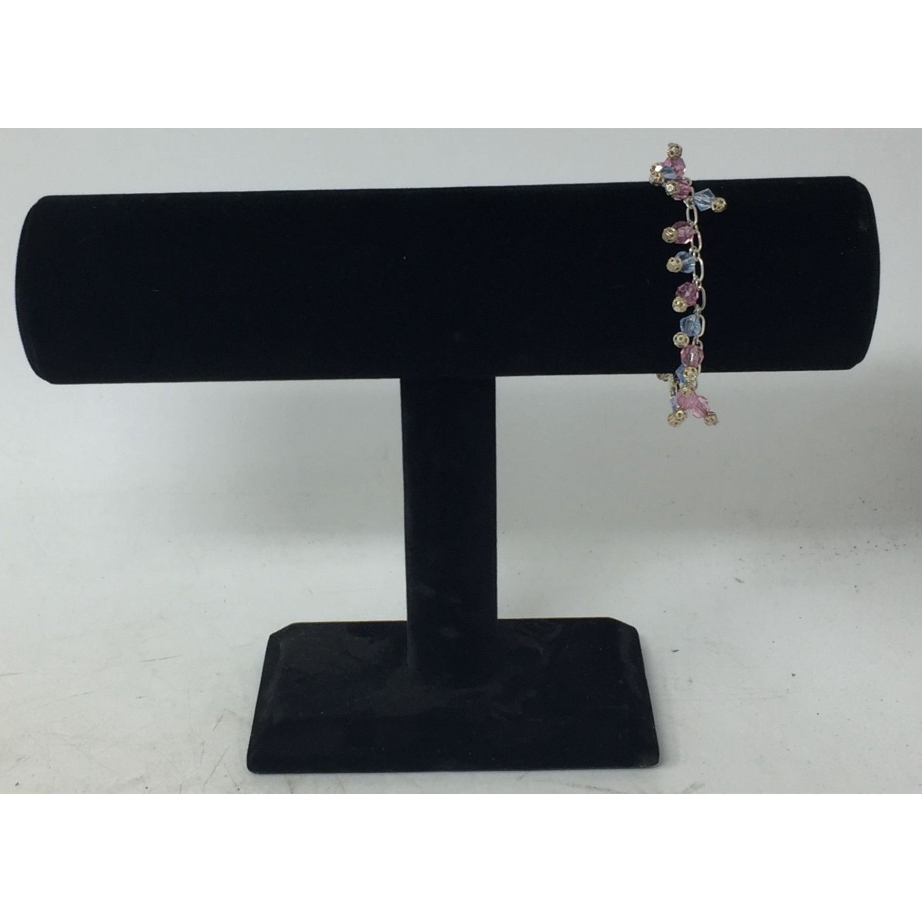 Other Women's Silver Tone Bracelet with Pink and Blue Hanging Gems Size ONE SIZE - 5 Thumbnail
