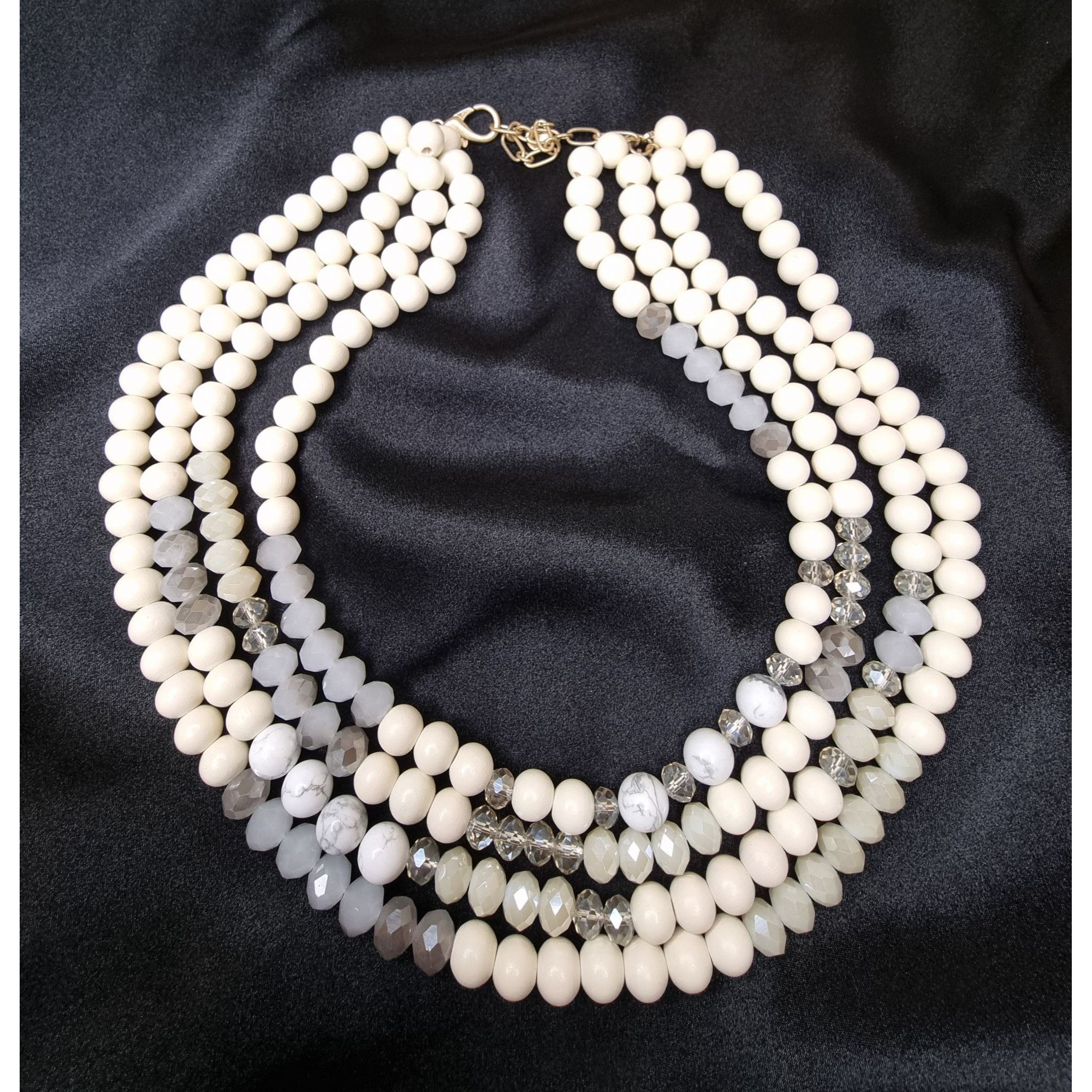 Vintage Susan Graver Multi-Strand Wooden Statement Necklace With Gol Size ONE SIZE - 3 Thumbnail