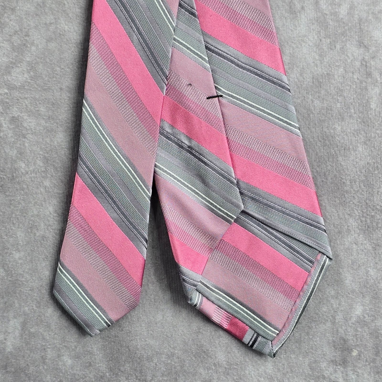 Calvin Klein Calvin Klein Pink Gray Stripe 100% Silk Men's Neck Tie NWOT Size 30 - 5 Thumbnail