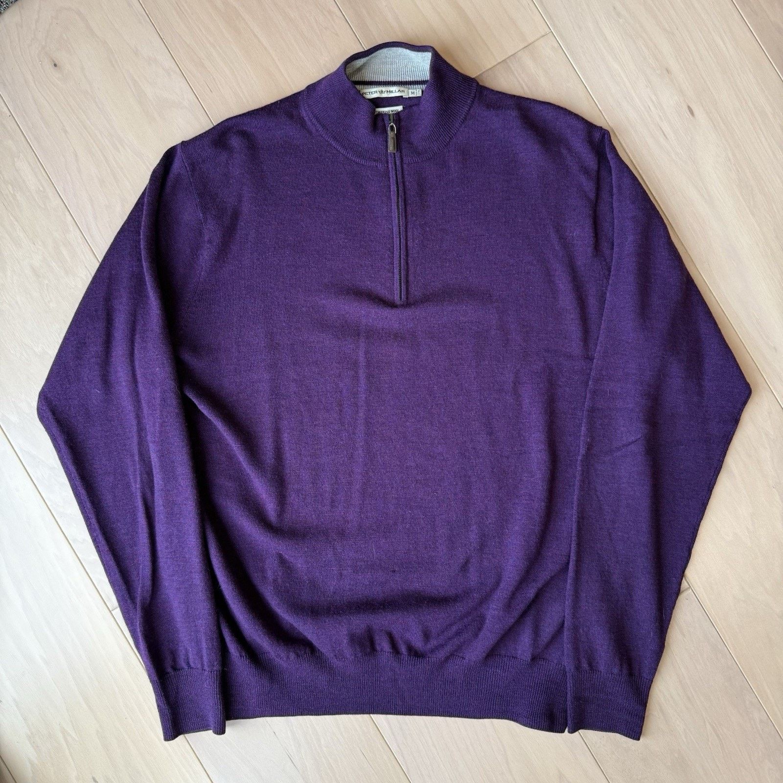 Peter Millar Peter Millar Merino Wool 1/4 Zip Pullover Medium Purple Size US M / EU 48-50 / 2 - 2 Thumbnail