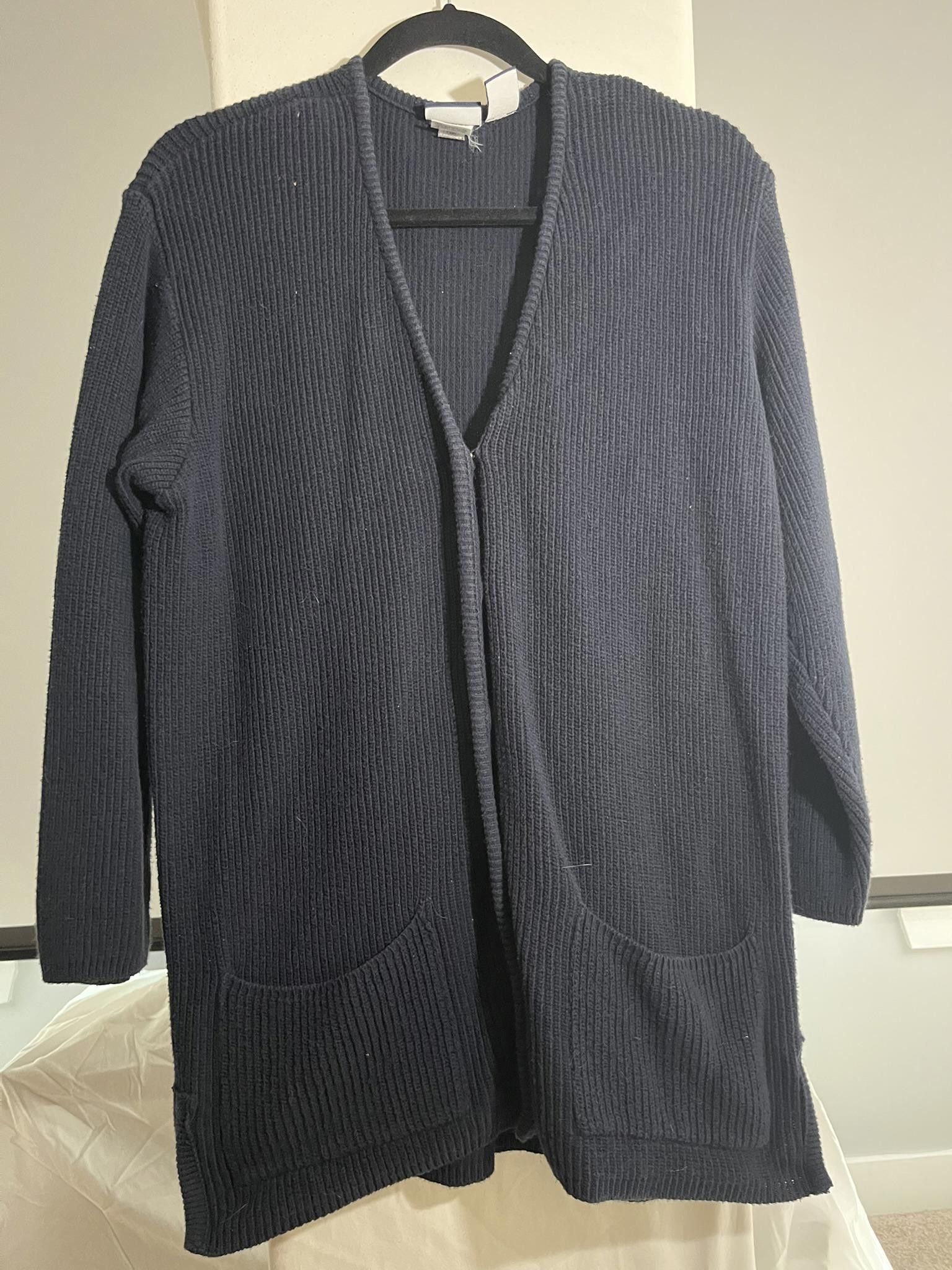 Designer Lizsport Petite Women's Knit Cardigan Sweater - Navy Size M / US 6-8 / IT 42-44 - 1 Thumbnail