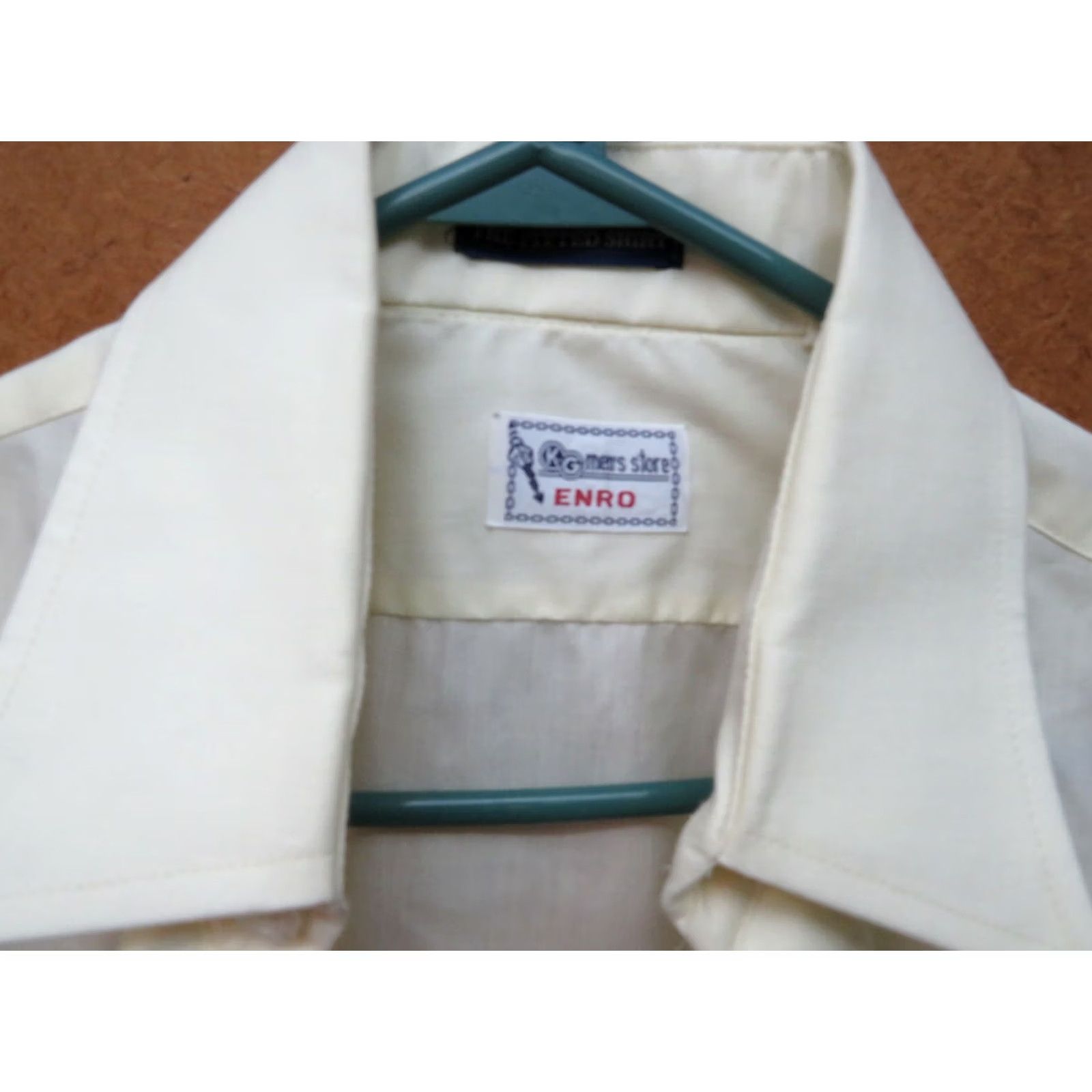 Vintage VINTAGE Men's Enro 15 Regular Dress Shirt Business Shirt Long Sleeve Yellow 1970s Mens Regular Size 15 Cotton Blend Style Size 40R - 2 Thumbnail