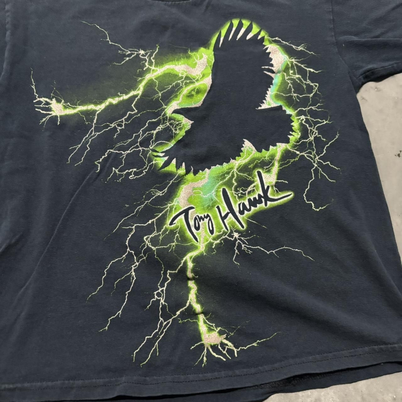 Japanese Brand × Vintage Crazy Vintage Y2K/2000s Grunge Cyber Goth Tony Hawk Lightning Skater Baby Tee! Size XS / US 0-2 / IT 36-38 - 2 Thumbnail