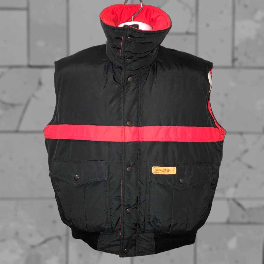 Vintage Black Sheep Vest Mens Black/Red Down Filled Full Zip Puffer Size M Size US M / EU 48-50 / 2 - 1 Thumbnail