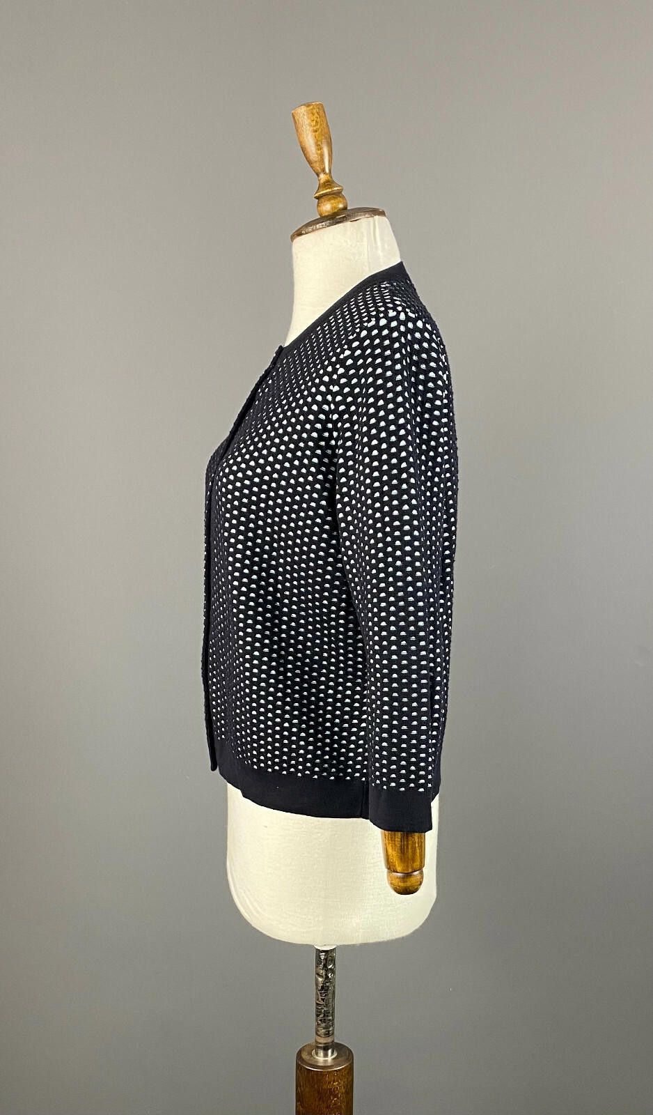 Cos Cos Black Cotton Crew Polka Dot Cardigan Sweater Size M Size M / US 6-8 / IT 42-44 - 5 Thumbnail