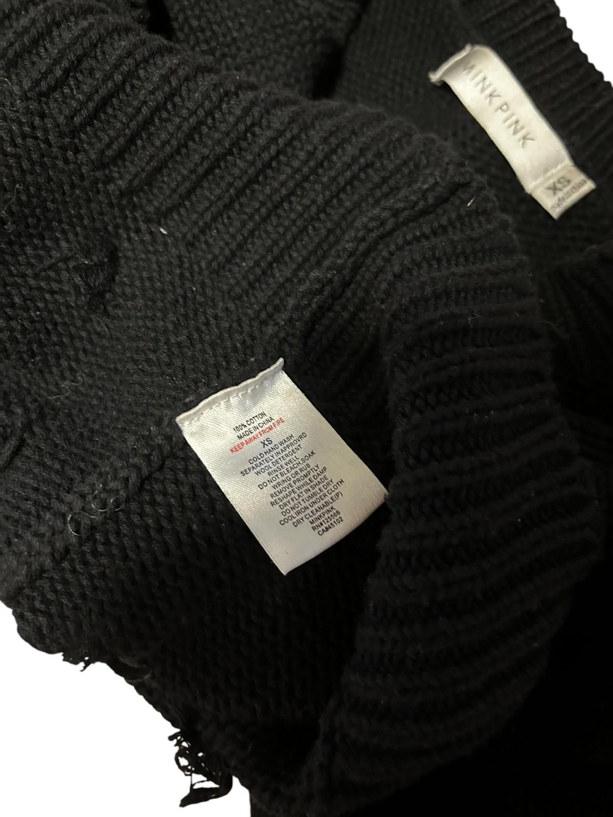 Designer Chic Black Cropped Sweater with Pom-Pom Details Size XS / US 0-2 / IT 36-38 - 5 Thumbnail