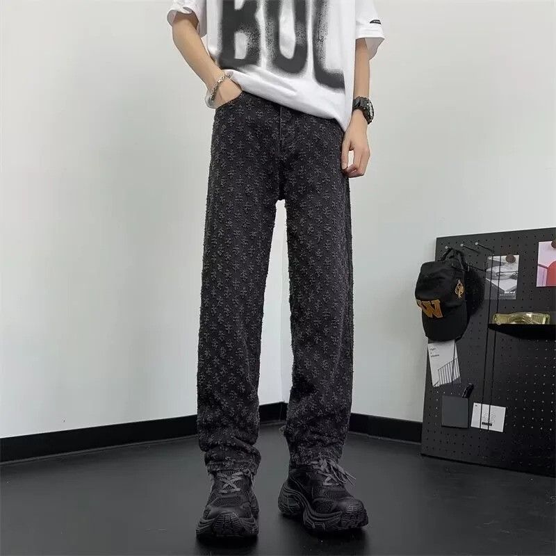 Jean Jacquard Straight Jeans Size US 33 - 1 Thumbnail