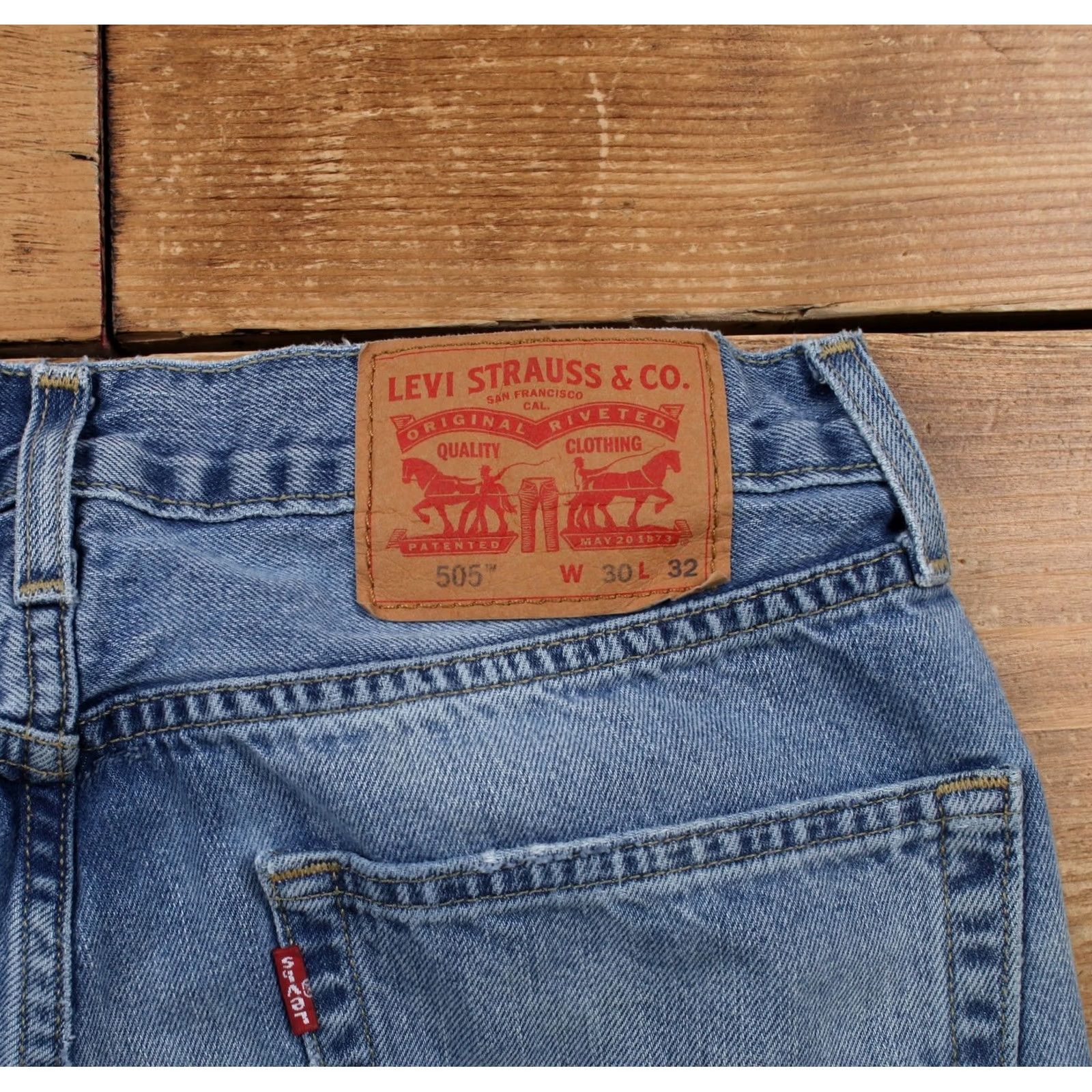 Denime Levis 505 Jeans 30x32 Blue Regular Straight Light Stonewash Denim Jeans Size US 30 / EU 46 - 5 Thumbnail