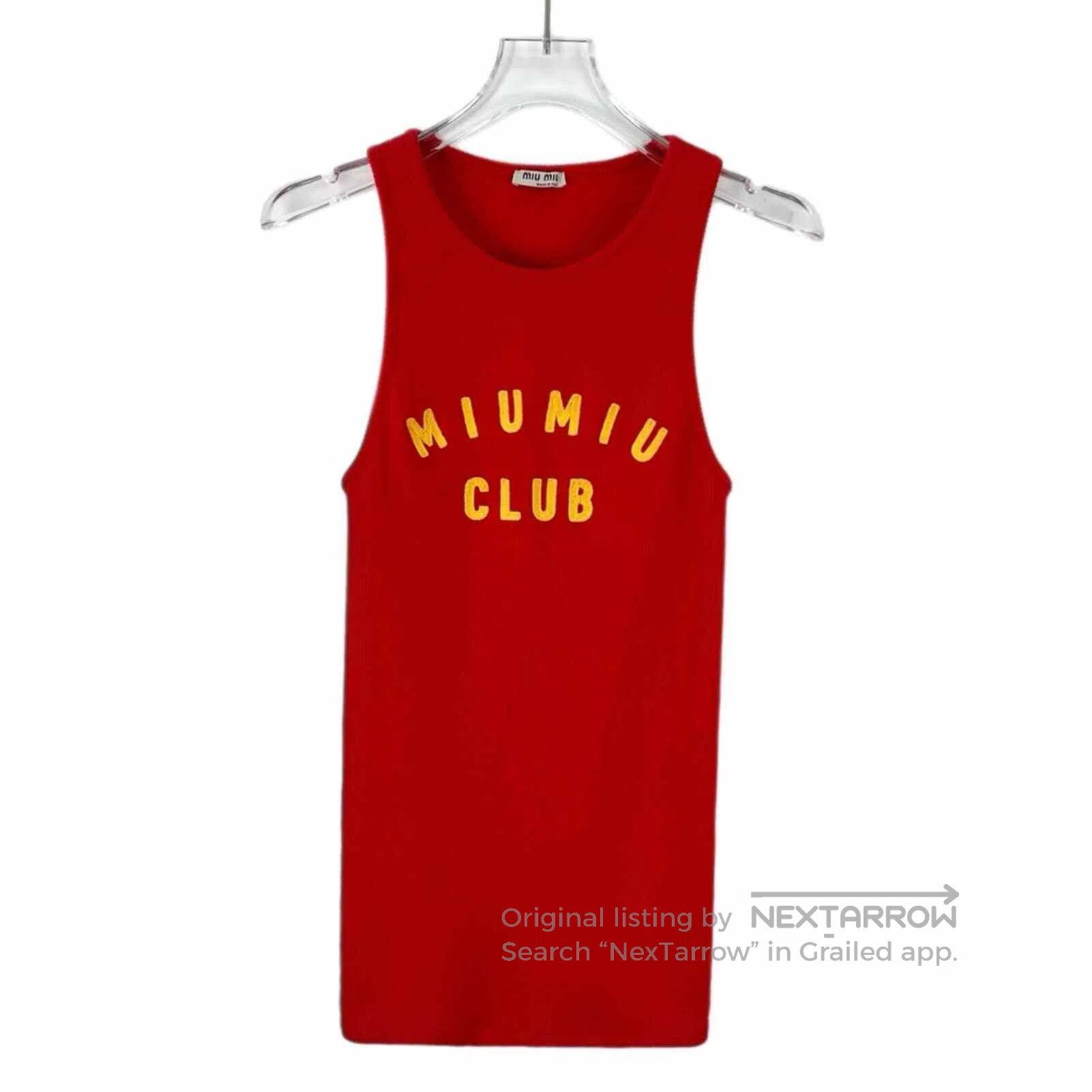 Miu Miu Miu Miu Red Logo Embroidered Cotton Vest. Size S / US 4 / IT 40 - 1 Thumbnail