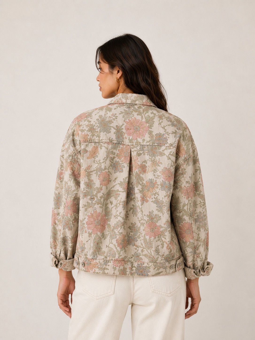 Free People Free People Opal Swing Denim Jacket in Ivory Combo Size S / US 4 / IT 40 - 2 Thumbnail