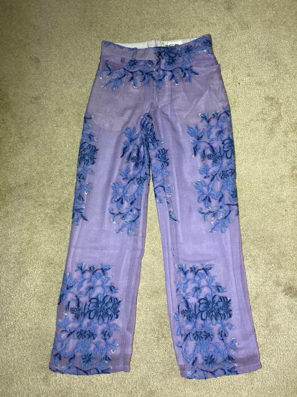 20471120 SS1999 20471120 Secret Flower Garden Floral Lavender Pants M Size US 30 / EU 46 - 2 Thumbnail