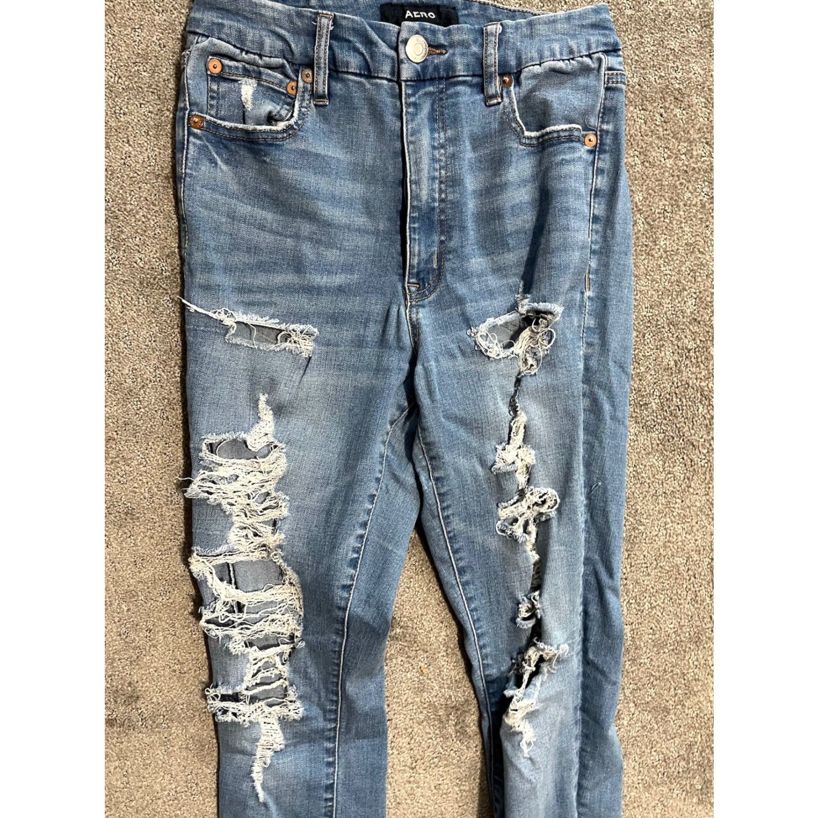 Vintage Aeropostale Jeans Womens Size 8 High Rise Curvy Jegging Blue Denim Slim Stretch Size 30" / US 8 / IT 44 - 4 Thumbnail