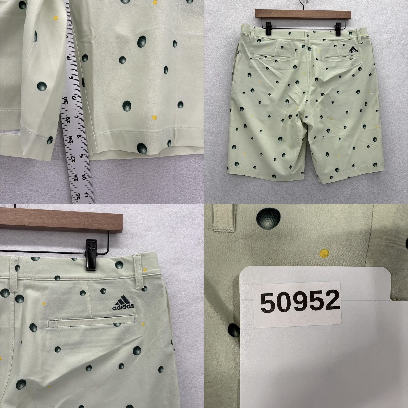 Adidas Adidas Ultimate 365 Golf Shorts Mens 35 Green Polka Dot Stretch 9" Performance Size US 35 - 8 Thumbnail