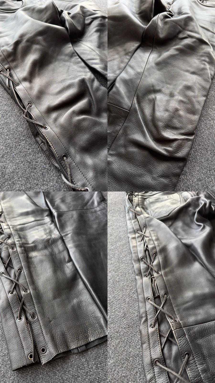 Genuine Leather Leather Rock Punk Biker MOTO Pants Lace Up Goth Moto Black Size US 32 / EU 48 - 6 Thumbnail