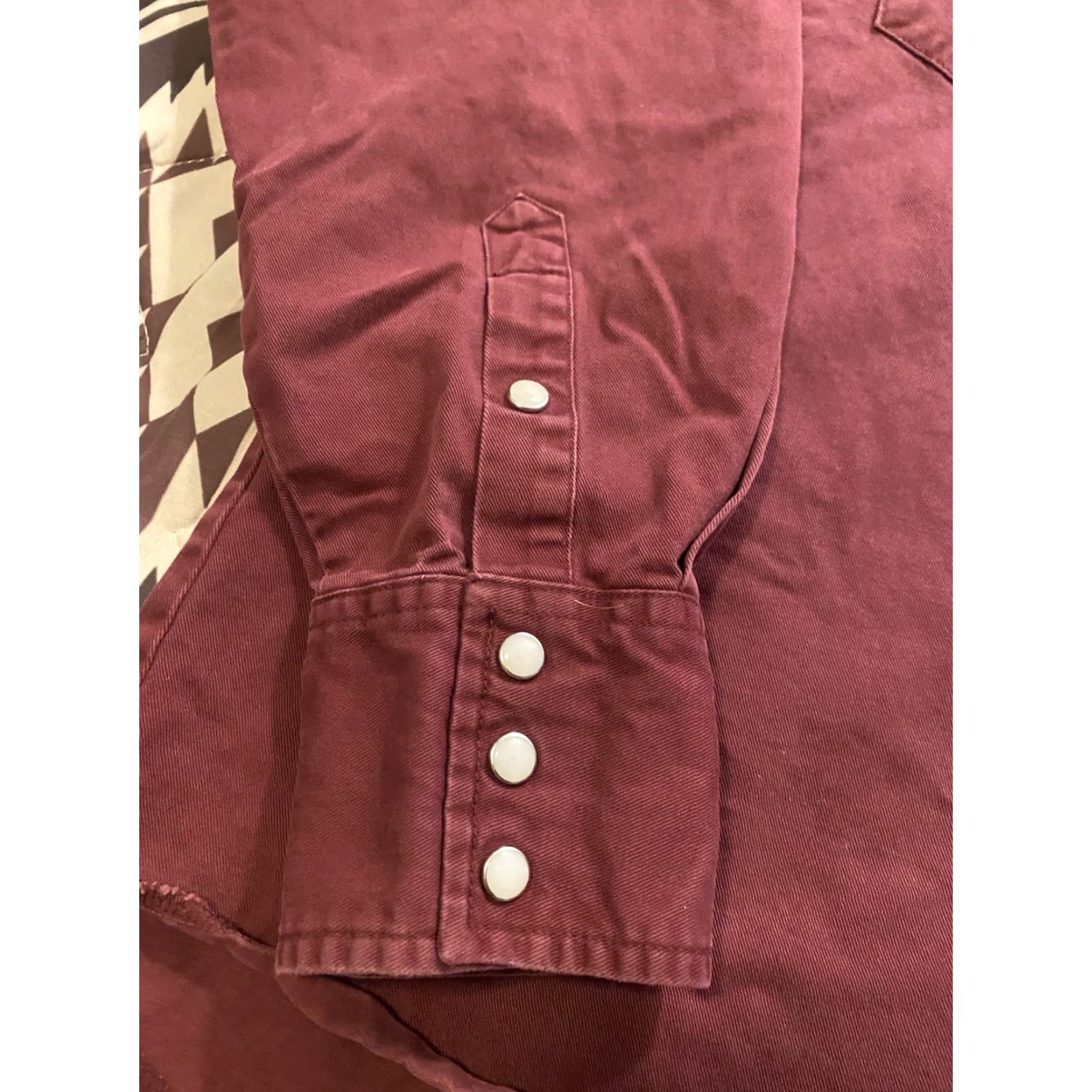 Wrangler VINTAGE Wrangler Brushpopper Pearl Snap Shirt Dark Red Maroon Men’s Size 2XL Size US XXL / EU 58 / 5 - 8 Thumbnail