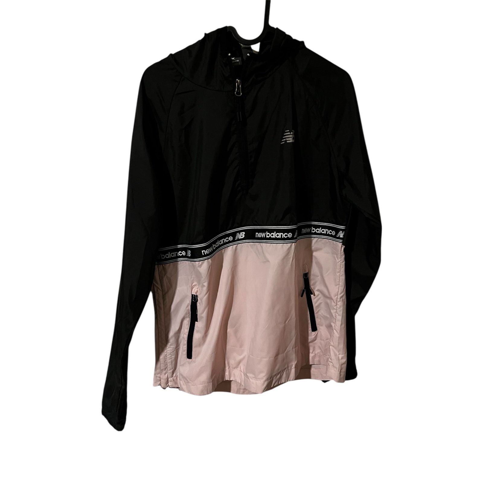 New Balance Jacket Color Blocked Windbreaker Logo Hooded 1/4 Zip Up Pink Size M / US 6-8 / IT 42-44 - 1 Thumbnail