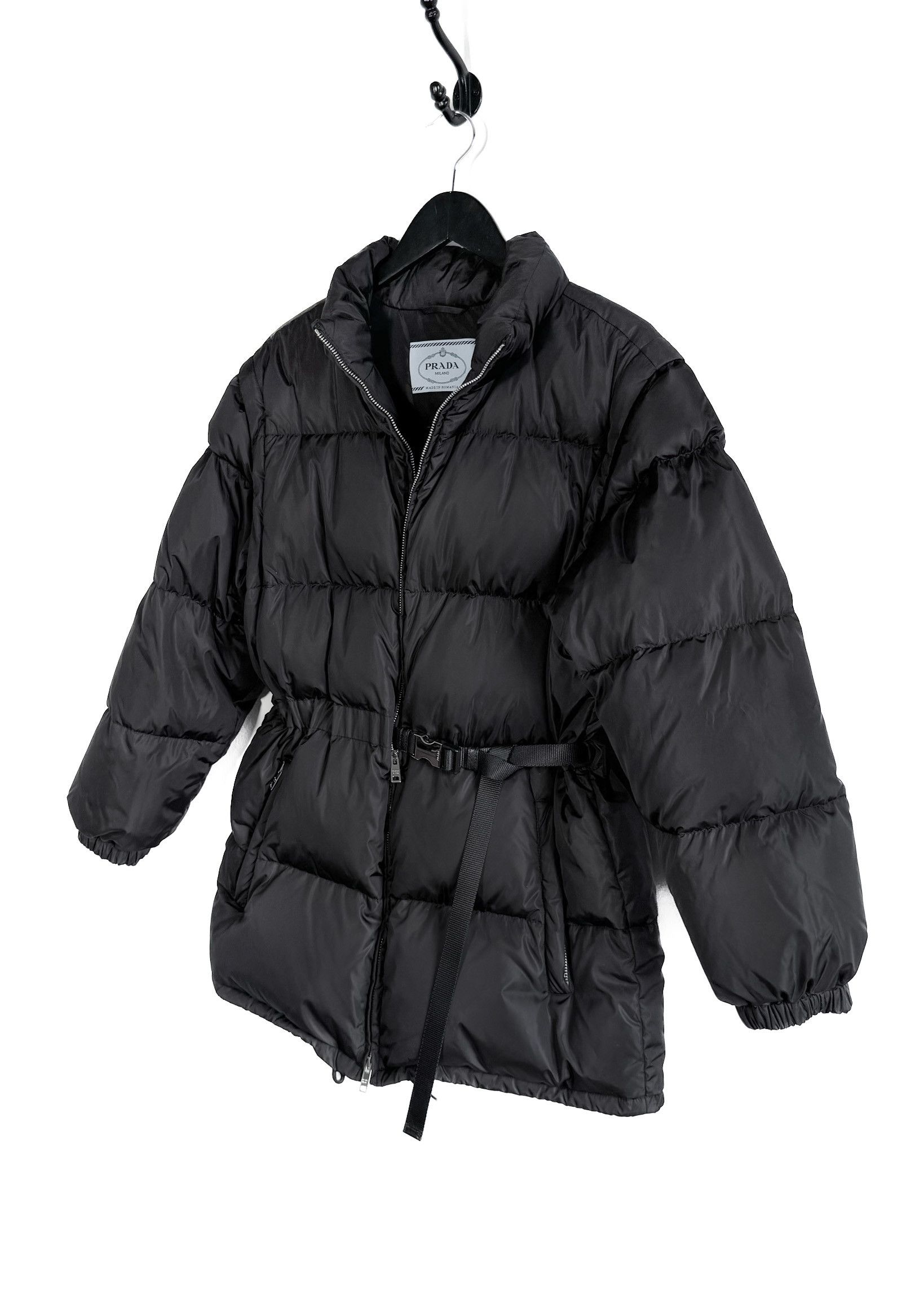 Prada 2020 Black Re-Nylon Removable Sleeves Down Jacket