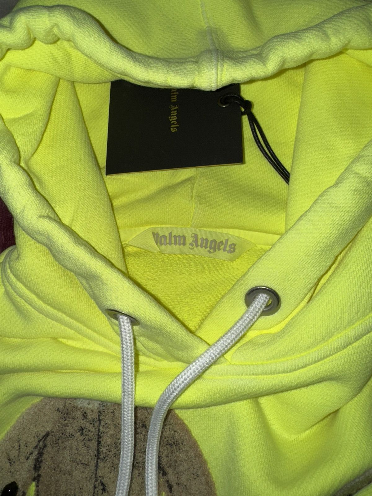 Palm Angels Bear Hoodie Sprayed Yellow Fluo