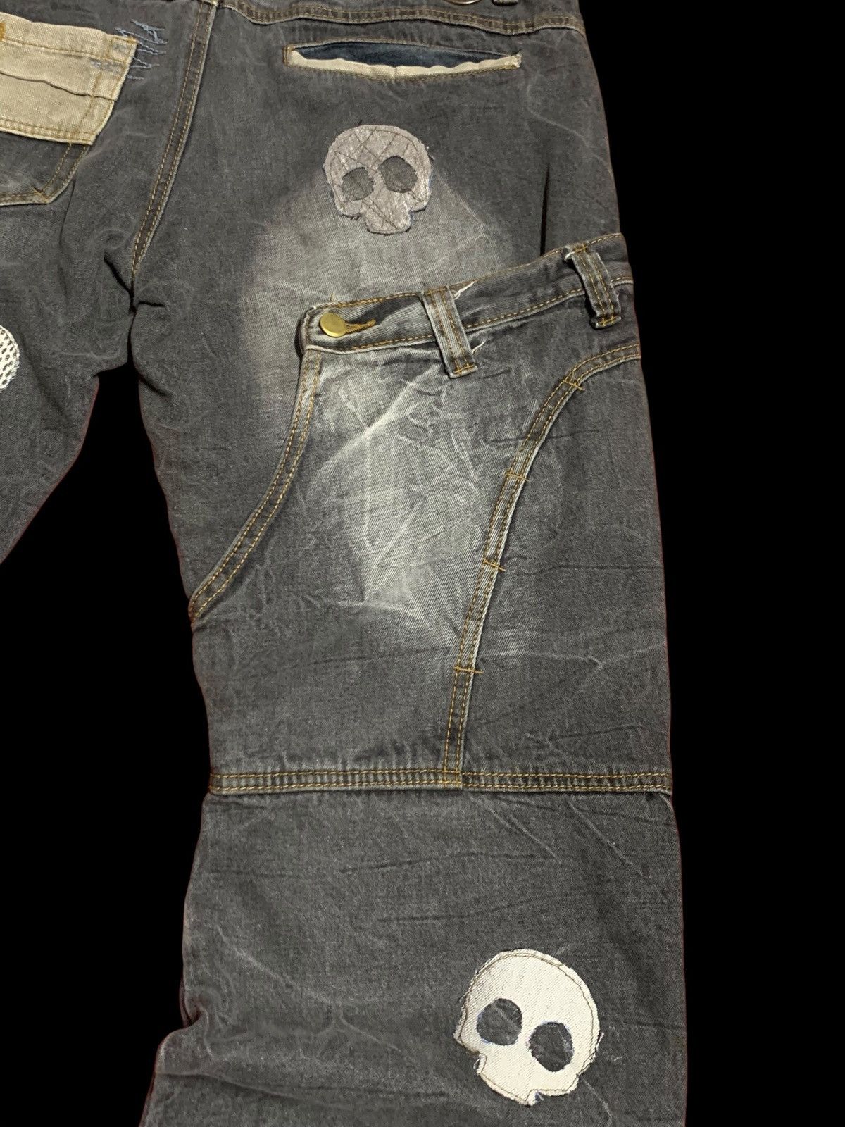 Japanese Brand vintage bondage punk skull head waist half back front Denim Size US 37 - 19 Thumbnail