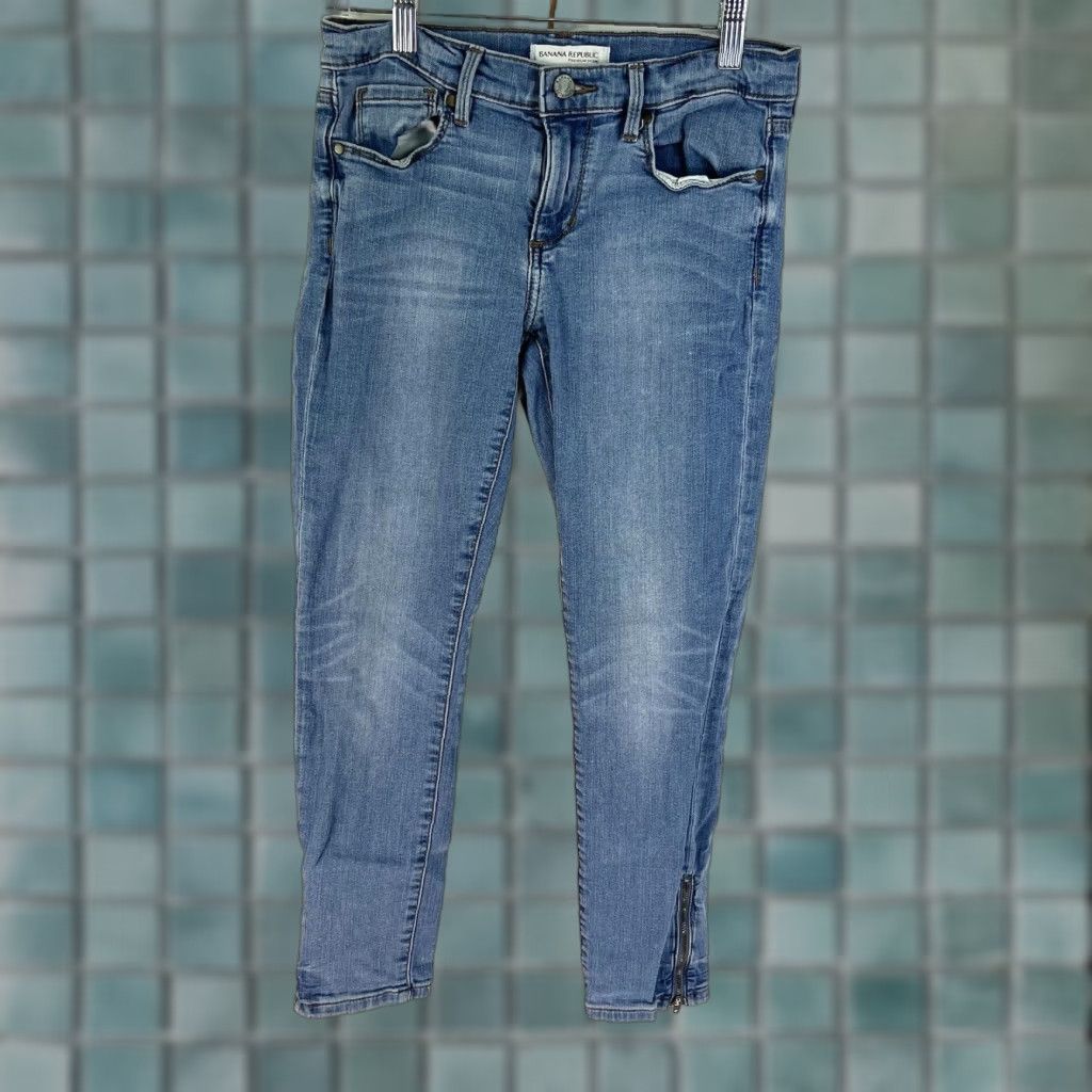 Banana Republic Banana Republic Jeans Skinny Cropped Side Zip Cuff Denim Womens 26 Blue 26X25 Size 26" / US 2 / IT 38 - 1 Thumbnail