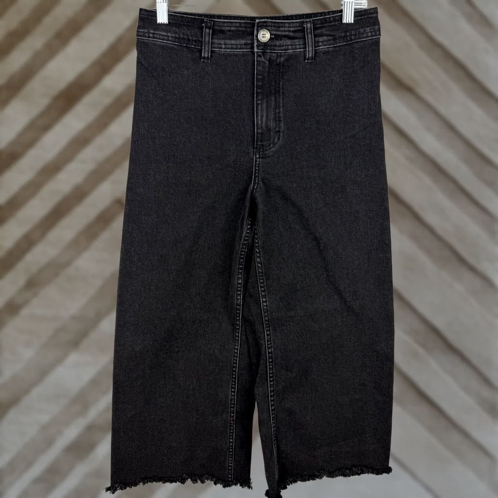 Billabong Billabong Jeans Womens 29 Cropped Wide-Leg Raw Hem Black Denim 29" Inseam Stretch High Rise Size 29" - 1 Thumbnail
