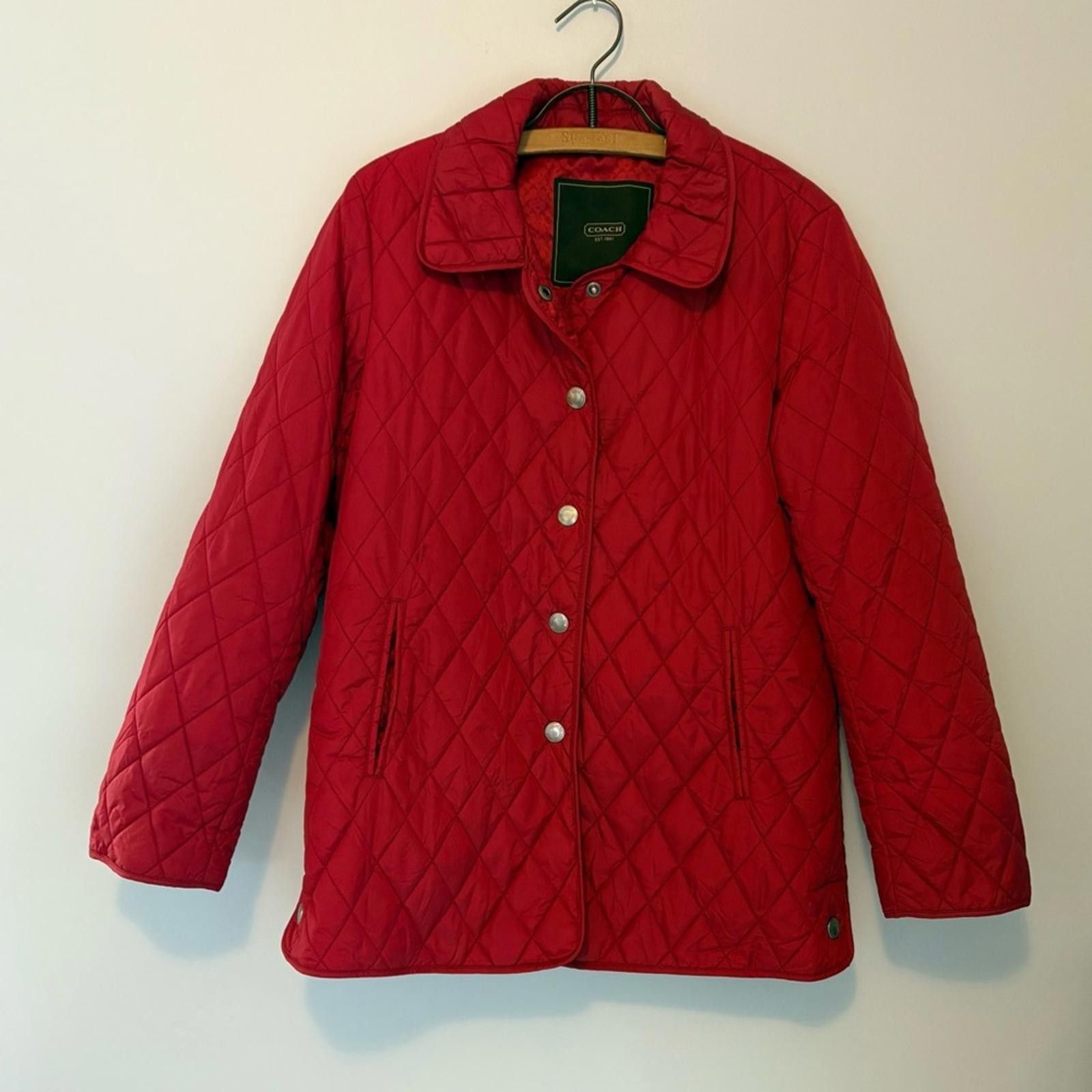 Coach Coach Red Puffer Quilted Coat Women’s S Signature Lining Size S / US 4 / IT 40 - 1 Thumbnail