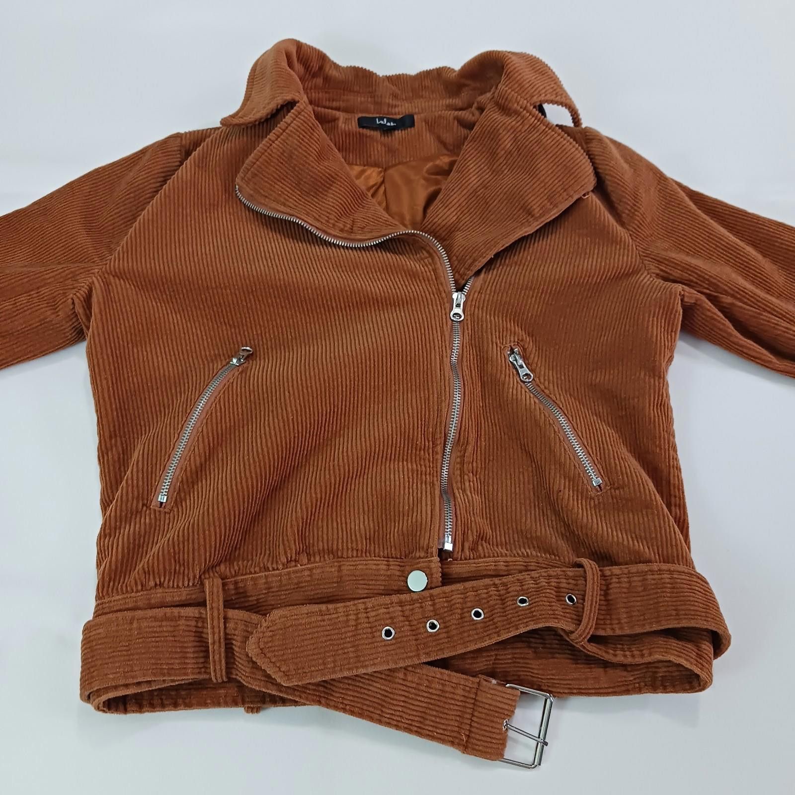 Lulus Lulus JKT1133 Women's Brown Cotton Full Zip Belted Jacket M Size M / US 6-8 / IT 42-44 - 9 Thumbnail