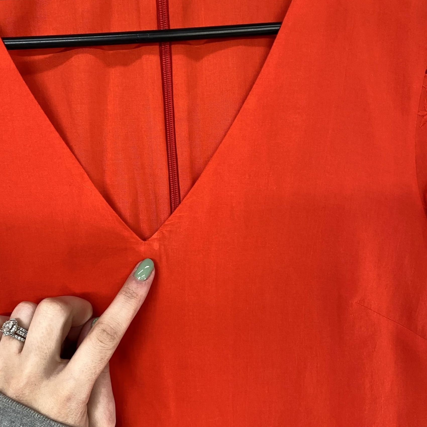 Madewell Madewell Dress Womens 0 Orange Eyelet Fit & Flare Bell Sleeve Knee Length Boho Shirt Dress? Size XS / US 0-2 / IT 36-38 - 6 Thumbnail
