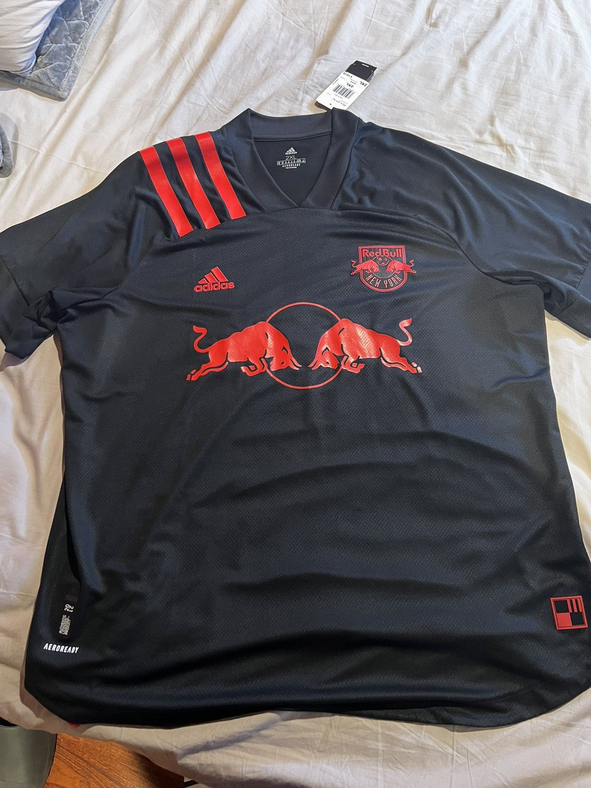 image of Adidas Newyork Redbull Jersey in Black, Men's (Size 2XL)