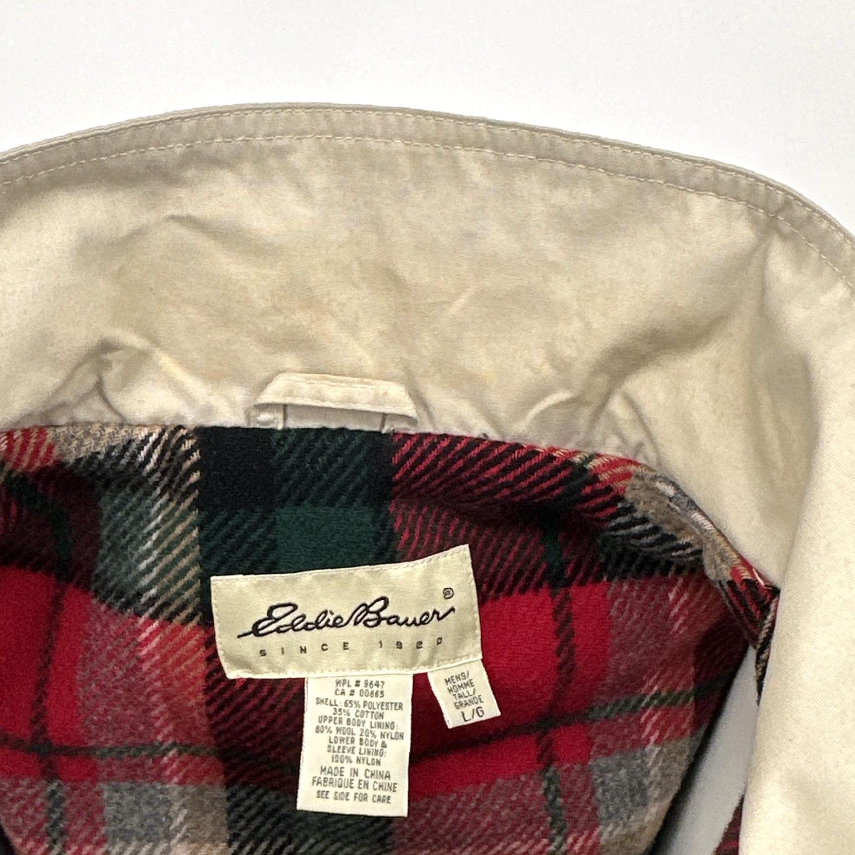 Eddie Bauer VINTAGE Eddie Bauer Coat Mens LT Beige Hooded Parka Wool Lined Field Jacket Size US L / EU 52-54 / 3 - 4 Thumbnail