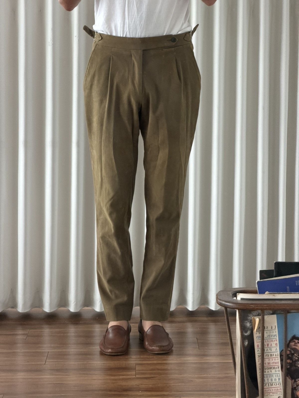 Pini Parma Pini Parma Olive Pleated Trousers Size US 31 - 1 Thumbnail