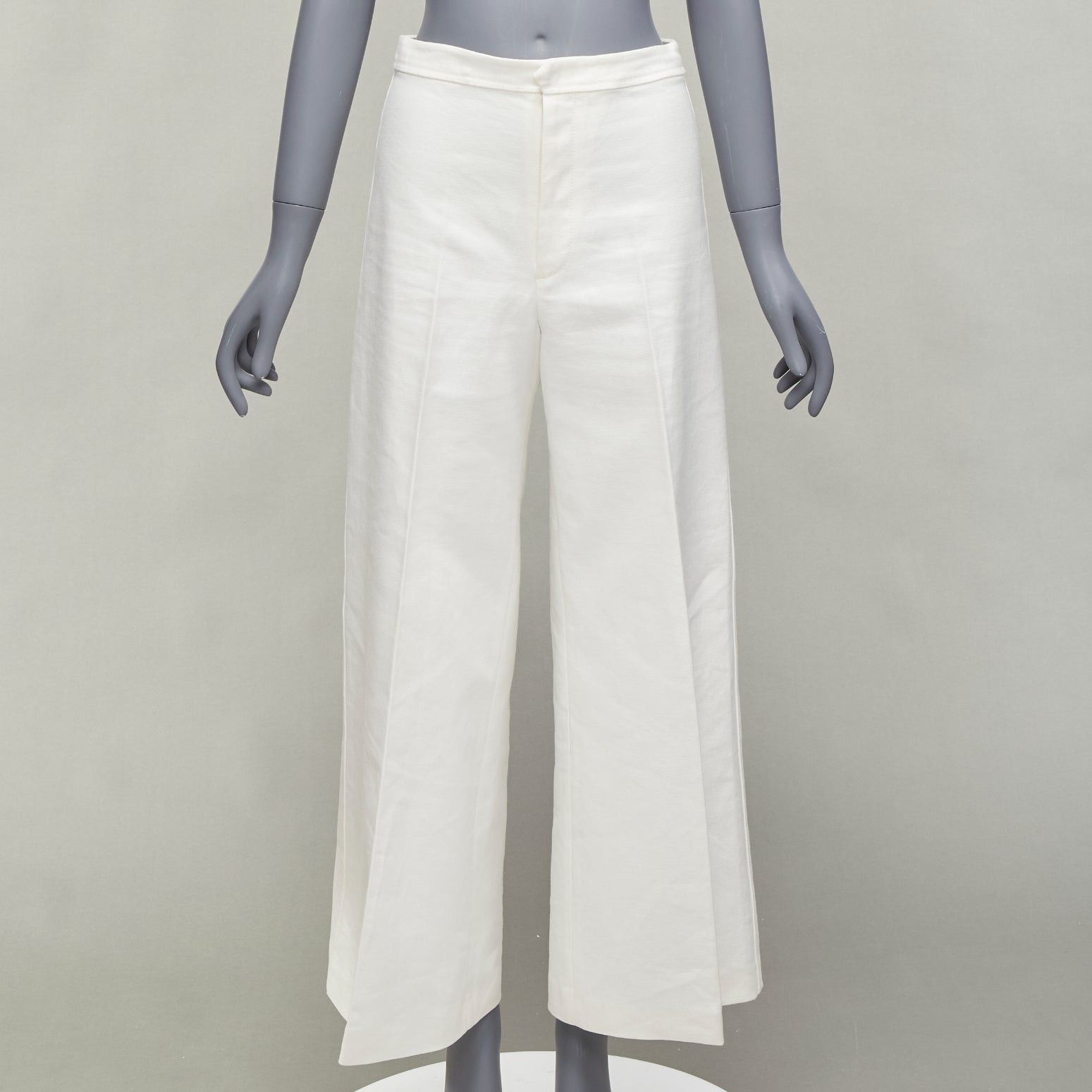 Isabel Marant ISABEL MARANT white cotton linen high waist wide leg cropped pants FR36 S Size 27" / US 4 / IT 40 - 1 Thumbnail