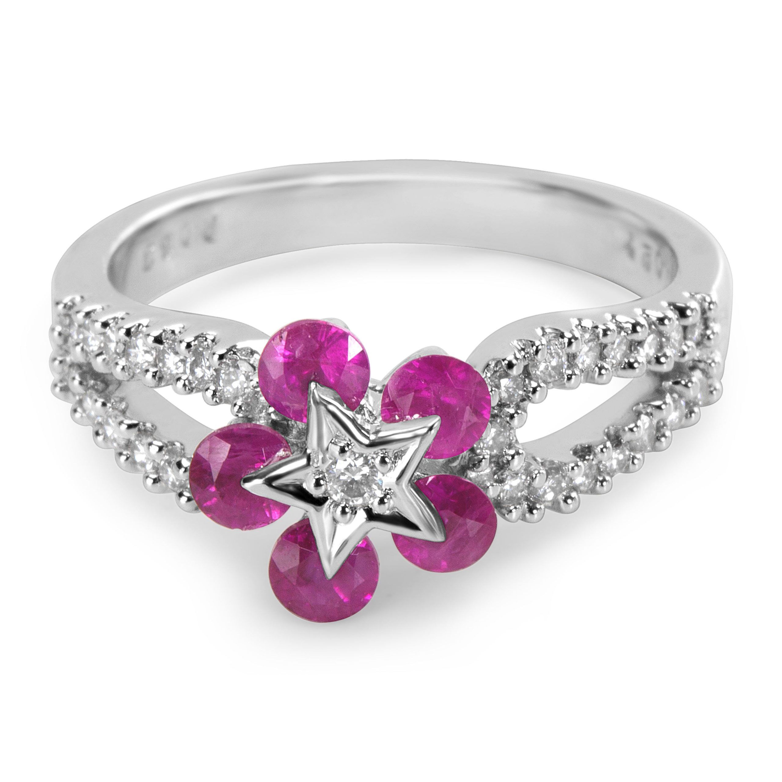 BRAND NEW 18K White Gold Fashion Ring with Rubies and Diamonds (0.28 CTW)