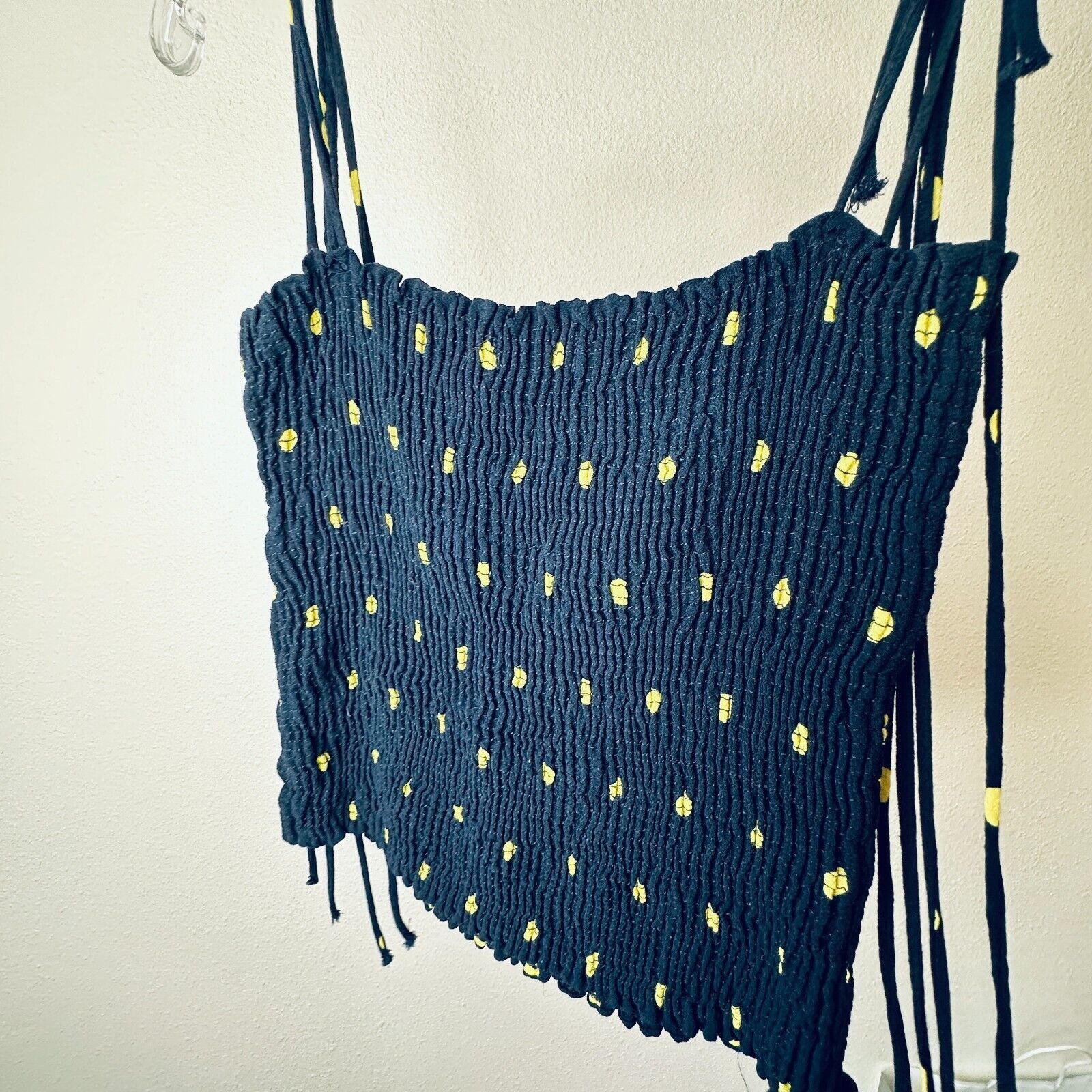 Zara Zara Navy & Yellow Polka Dot Smocked Tube Top XS Size XS / US 0-2 / IT 36-38 - 8 Thumbnail