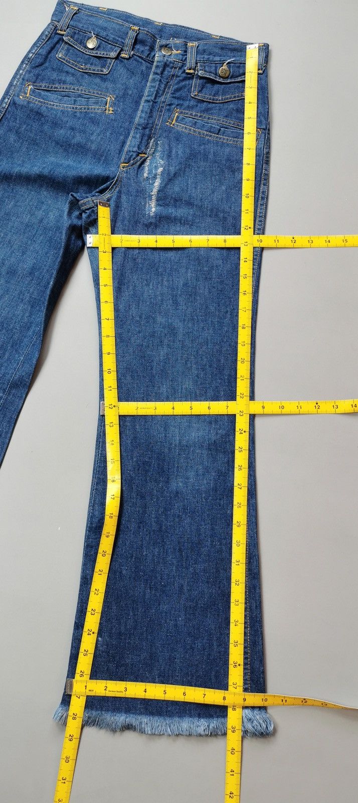 Lee 70s Vintage Lee Bell Bottoms Flared Bootcut Jeans Talon Zip Size US 27 - 11 Thumbnail