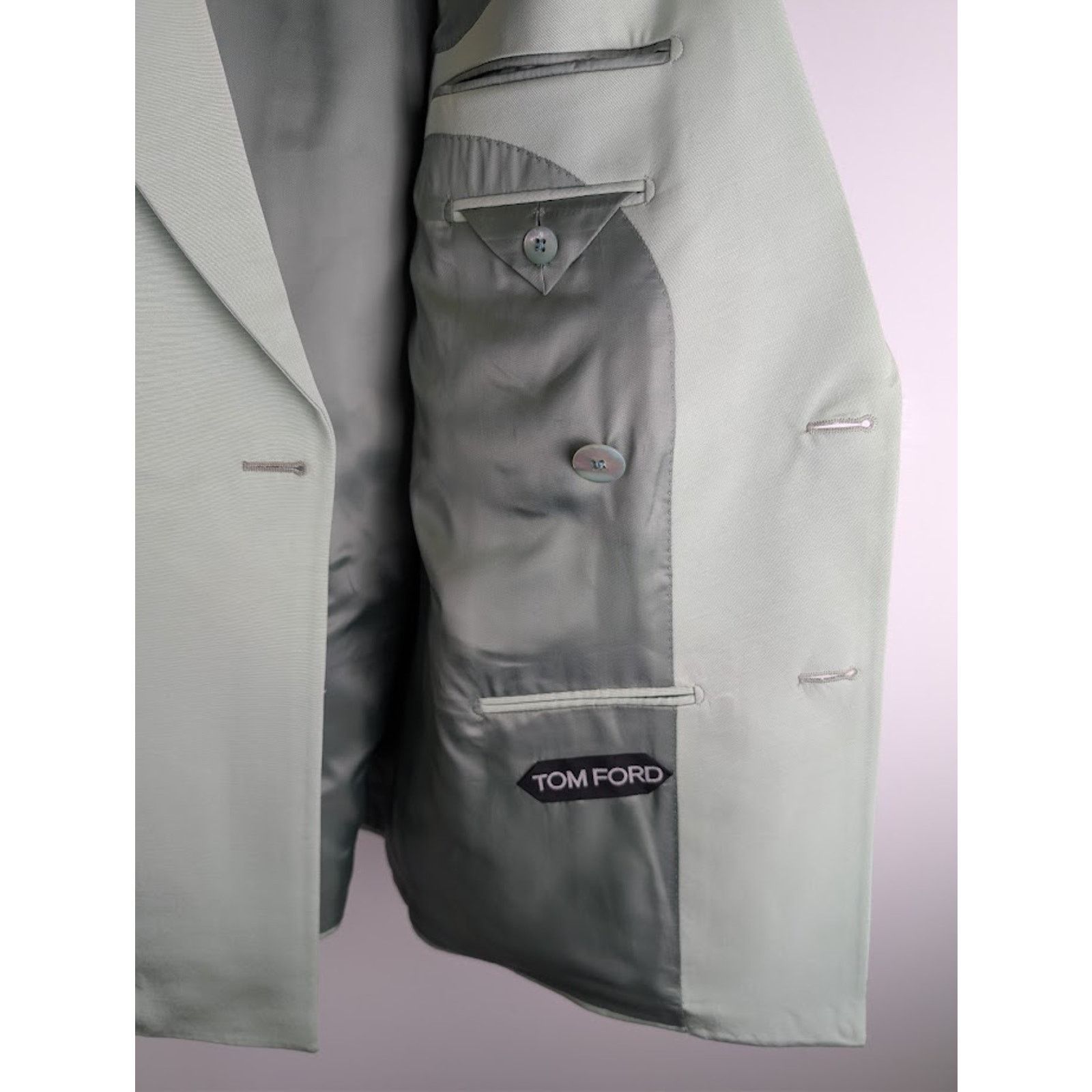 Tom Ford o1rshd1 Double Breasted Jacket in Light Green Size US L / EU 52-54 / 3 - 8 Thumbnail