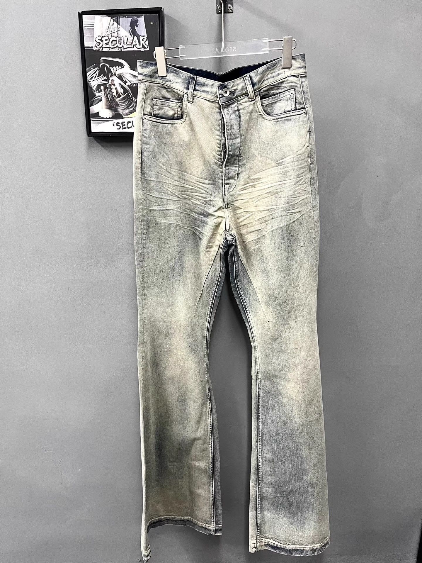 Rick Owens Rick Owens Bolan Bootcut Washed Blue Flare Jeans K34 Size US 29 - 1 Thumbnail