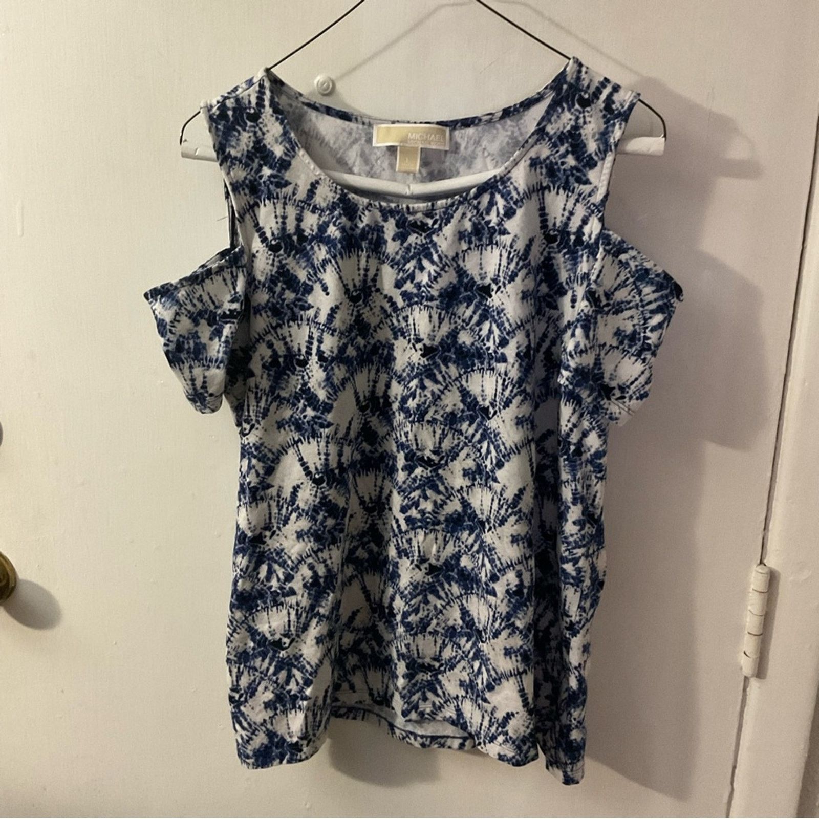 Michael Kors MICHAEL Michael Kors Midnight Blue Floral Short Sleeve L Size L / US 10 / IT 46 - 4 Thumbnail
